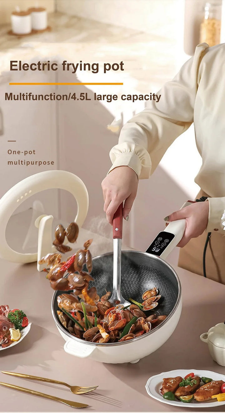 4.5L Multifunctional Electric Frying Pot Smart Electric Cooker Non-stick Frying Pot Large Capacity Electric Hot Pot 1350W - Vogue Vista UK