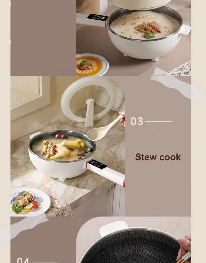 4.5L Multifunctional Electric Frying Pot Smart Electric Cooker Non-stick Frying Pot Large Capacity Electric Hot Pot 1350W - Vogue Vista UK