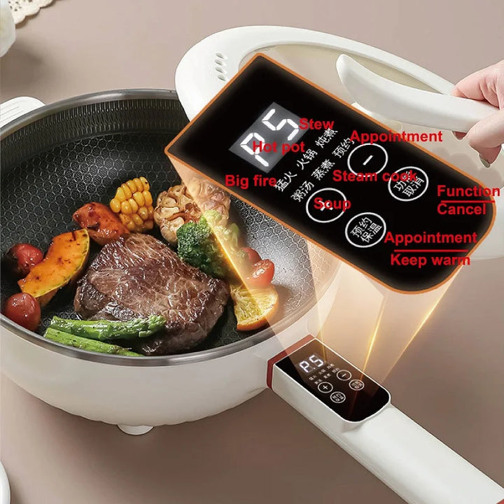 4.5L Multifunctional Electric Frying Pot Smart Electric Cooker Non-stick Frying Pot Large Capacity Electric Hot Pot 1350W - Vogue Vista UK
