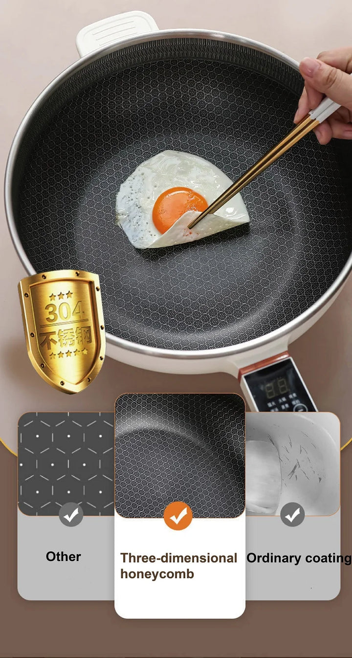 4.5L Multifunctional Electric Frying Pot Smart Electric Cooker Non-stick Frying Pot Large Capacity Electric Hot Pot 1350W - Vogue Vista UK