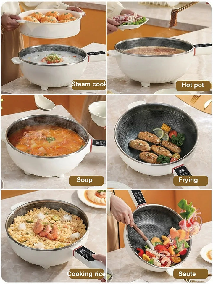4.5L Multifunctional Electric Frying Pot Smart Electric Cooker Non-stick Frying Pot Large Capacity Electric Hot Pot 1350W - Vogue Vista UK