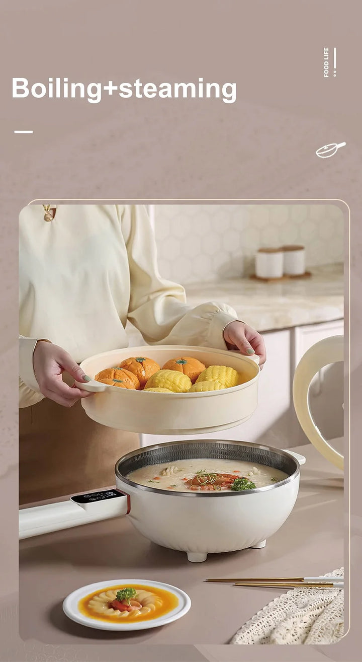 4.5L Multifunctional Electric Frying Pot Smart Electric Cooker Non-stick Frying Pot Large Capacity Electric Hot Pot 1350W - Vogue Vista UK