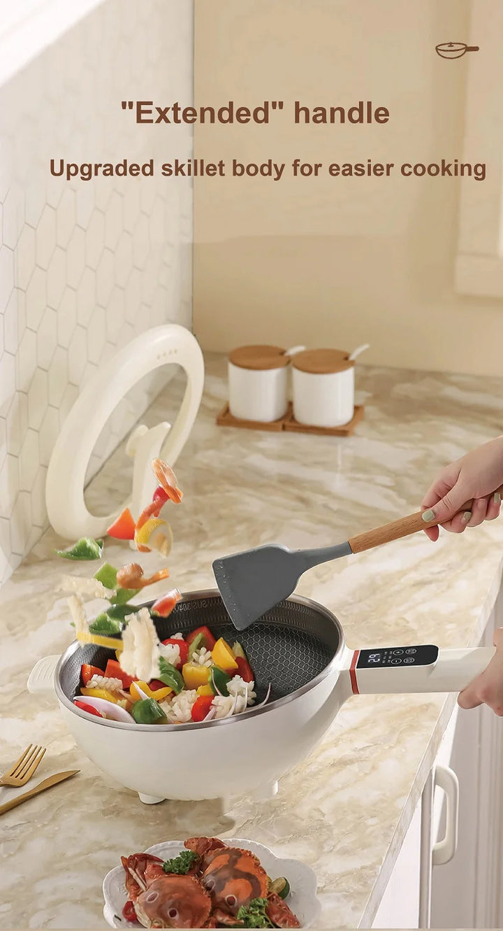 4.5L Multifunctional Electric Frying Pot Smart Electric Cooker Non-stick Frying Pot Large Capacity Electric Hot Pot 1350W - Vogue Vista UK