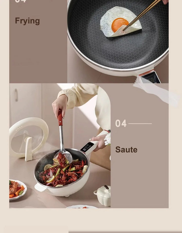4.5L Multifunctional Electric Frying Pot Smart Electric Cooker Non-stick Frying Pot Large Capacity Electric Hot Pot 1350W - Vogue Vista UK