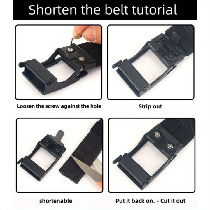 1pc Men's Double Thickened Outdoor Nylon Belt with Automatic Buckle - Multi-functional and Comfortable for Sports and Daily Wear - Vogue Vista UK