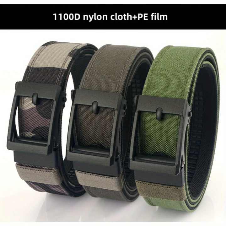 1pc Men's Double Thickened Outdoor Nylon Belt with Automatic Buckle - Multi-functional and Comfortable for Sports and Daily Wear - Vogue Vista UK
