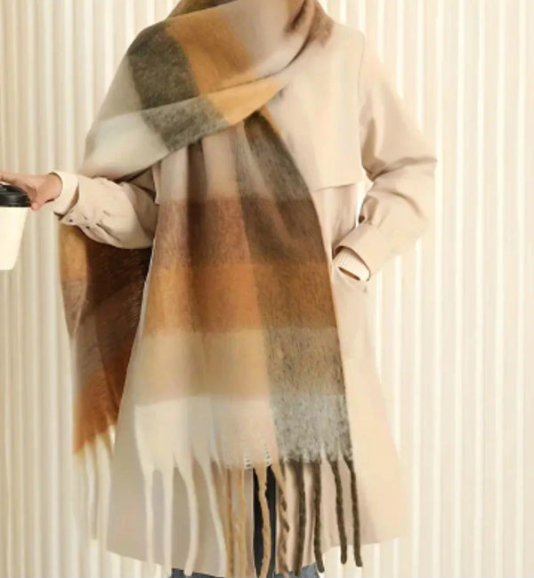 Personalized Warm Keeping Chunky Checked Wool Scarves, Soft And Smooth Head Wrap For Fashion, 5 Colors To Choose From For Women - Vogue Vista UK