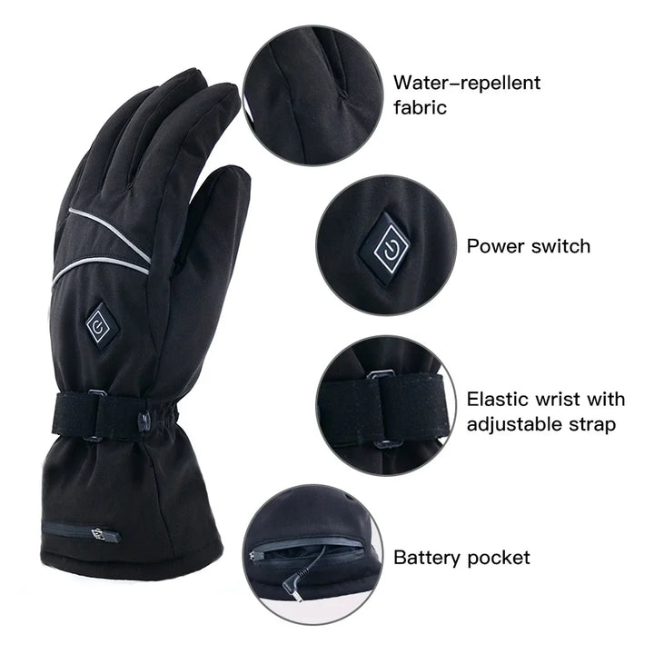 Electric Heated Gloves for Men and Women Water-resistant Winter Warm Touchscreen Gloves Outdoor Sport Gloves Mittens for Skiing - Vogue Vista UK