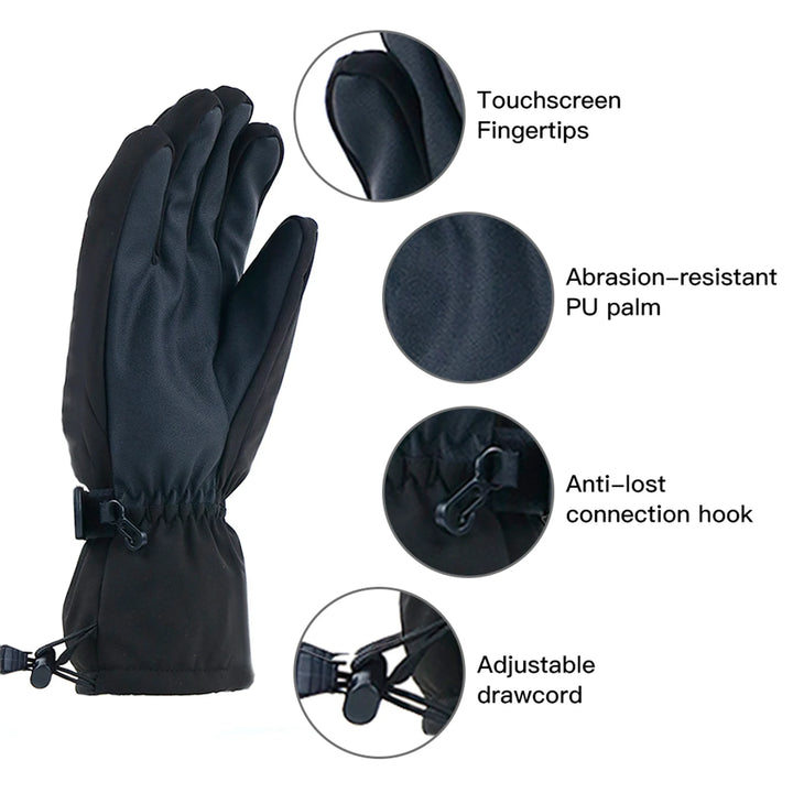 Heated Motorcycle Glove Winter Warm Snowmobile Skiing Gloves Waterproof Touch Screen Rechargeable Heating Thermal Moto Guantes - Vogue Vista UK