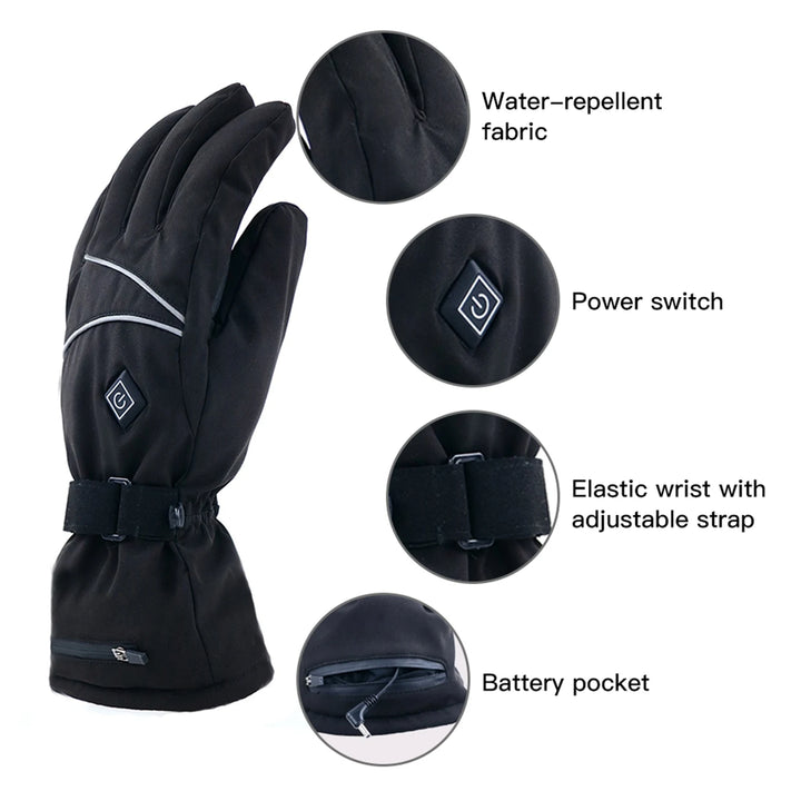 Heated Motorcycle Glove Winter Warm Snowmobile Skiing Gloves Waterproof Touch Screen Rechargeable Heating Thermal Moto Guantes - Vogue Vista UK