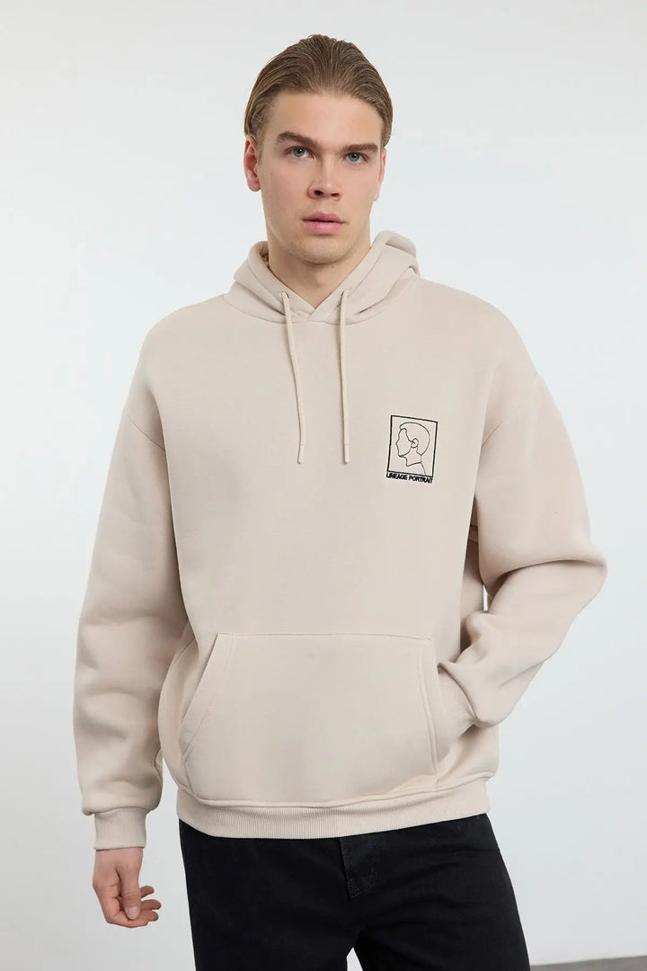 Trendyol TYZA Men's Hoodies & Sweatshirts Slogan Casual Knit Loose 3 Thread Combed Cotton Raising Hood Standard Sleeve Hoodies & - Vogue Vista UK