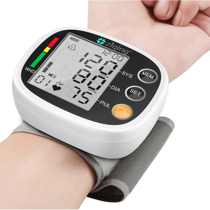 Ziqing Rechargeable Wrist Blood Pressure Monitor Sphygmomanometer Tonometer Tensiometer Heart Rate Pulse Meter Voice BP Monitor - Vogue Vista UK