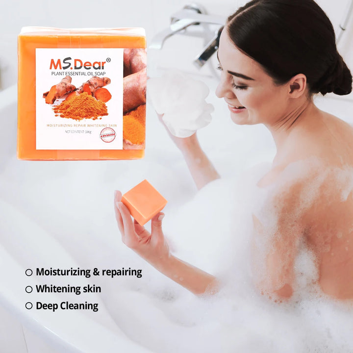 Hand Made Turmeric Soap Body Cleaning Lightening Dark Underarm Leg Body Cleansers Brightening Face Soap Tender Skin Care Beauty - Vogue Vista UK