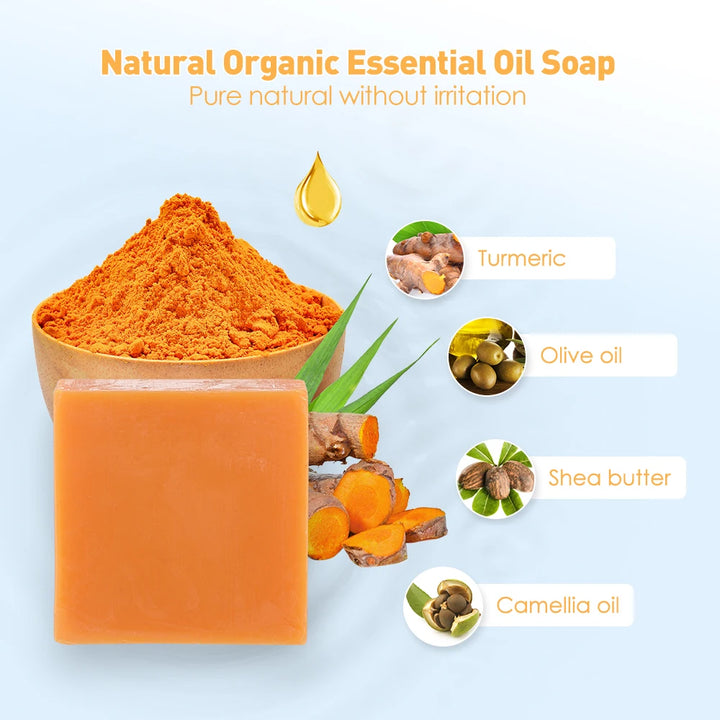 Hand Made Turmeric Soap Body Cleaning Lightening Dark Underarm Leg Body Cleansers Brightening Face Soap Tender Skin Care Beauty - Vogue Vista UK