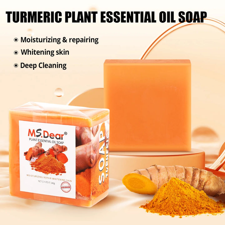Hand Made Turmeric Soap Body Cleaning Lightening Dark Underarm Leg Body Cleansers Brightening Face Soap Tender Skin Care Beauty - Vogue Vista UK