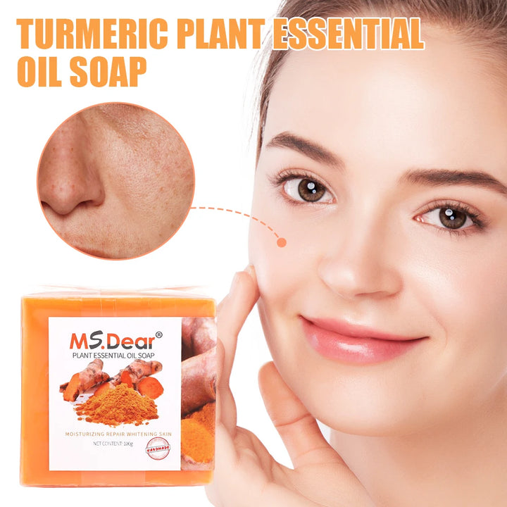 Hand Made Turmeric Soap Body Cleaning Lightening Dark Underarm Leg Body Cleansers Brightening Face Soap Tender Skin Care Beauty - Vogue Vista UK