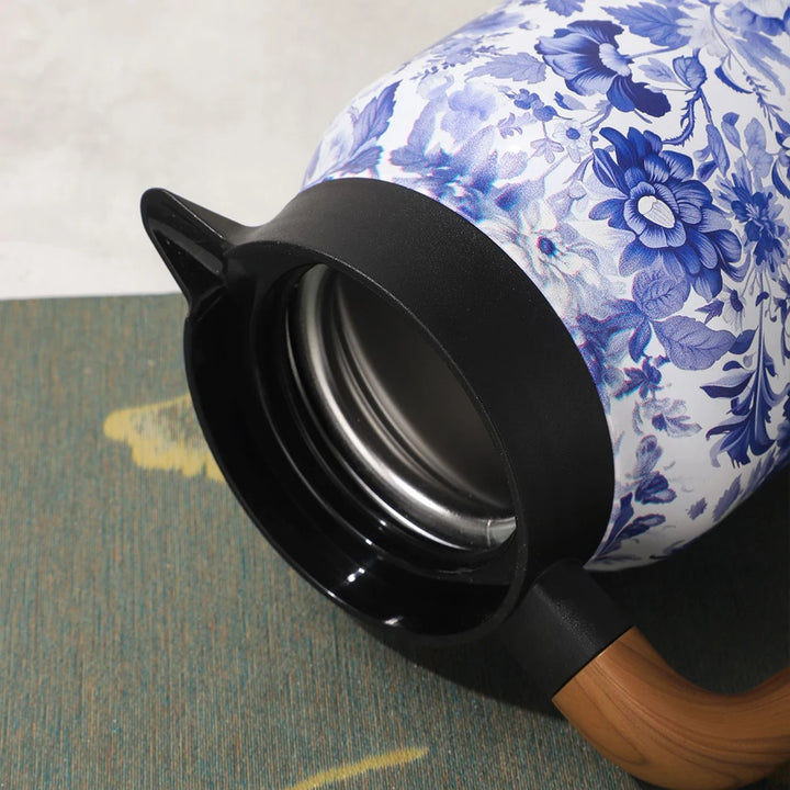 1000ml Vintage Floral Tea Kettle Stainless Steel Mini Hot Coffee Pot Built-in Infuser Tea Separation Water Bottle for Kitchen - Vogue Vista UK